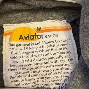 Aviator Nation Gray Hoodie with Yellow Accent